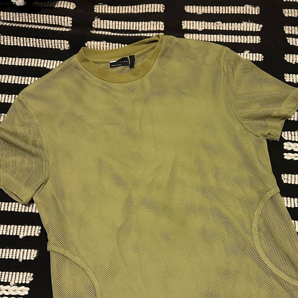 ASOS DESIGN t-shirt in khaki mesh with double layer S - Picture 4 of 5